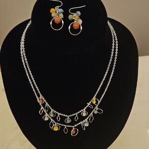 Elegant Multicolor Beaded Necklace and Earring Set